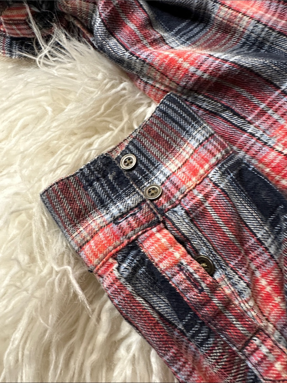 Free People Little Bit of Sugar plaid Sequin-Trim Shirt S - Picture 4 of 5